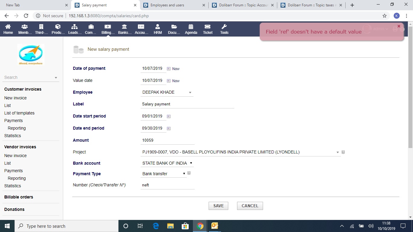 error in salary module - Using my Dolibarr - Dolibarr international forum