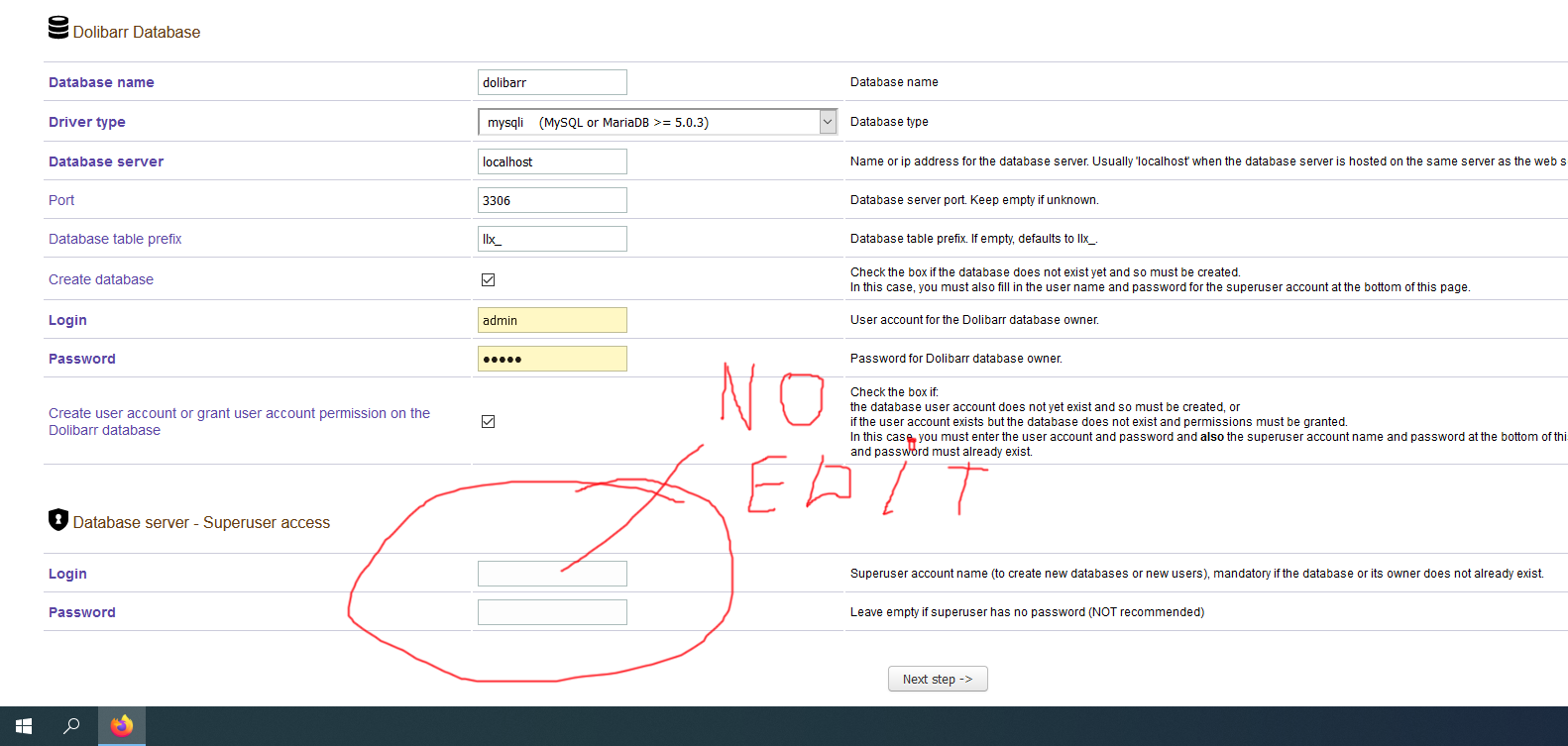 Database Superuser Not Editable Installing My Dolibarr Dolibarr International Forum