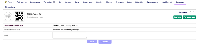 Settings for automated breakdown on reception