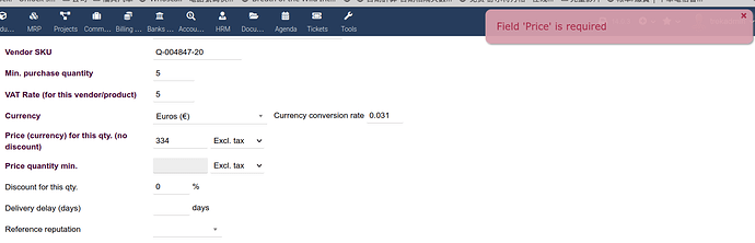 buying price error