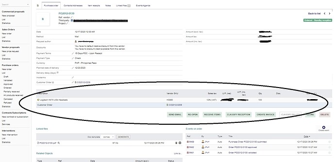Dolibarr Vendor Purchase Order- Link Customer order per Order Line
