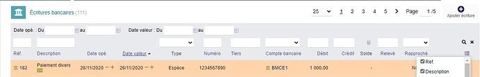 écritures bancaires