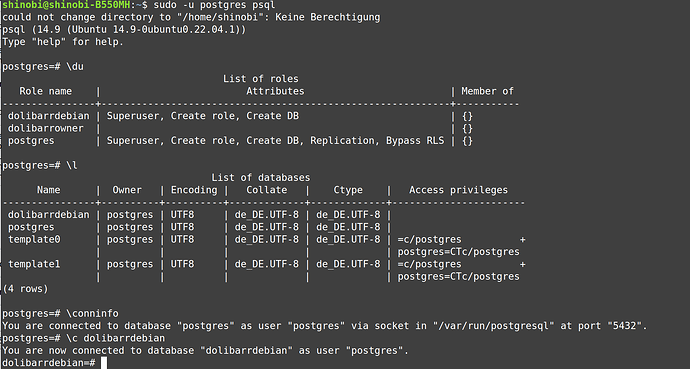 Postgresql user and databases