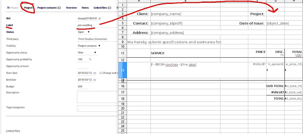 add quot project label quot to odt template using my dolibarr odt templates