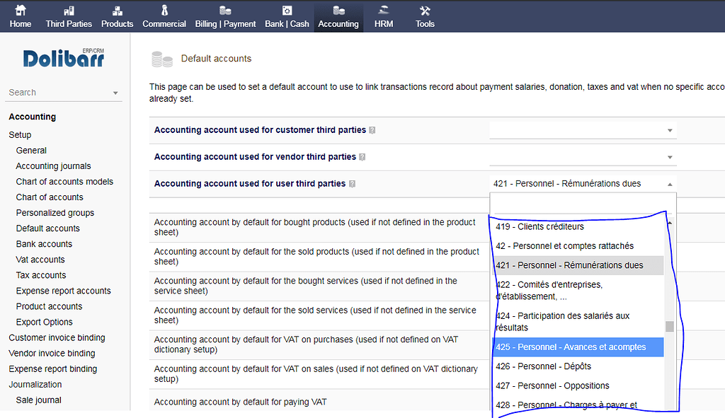 Services accounting code