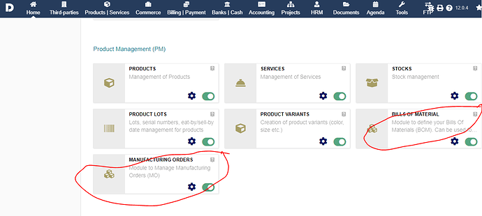 Manufacturing and BOM module missing 2