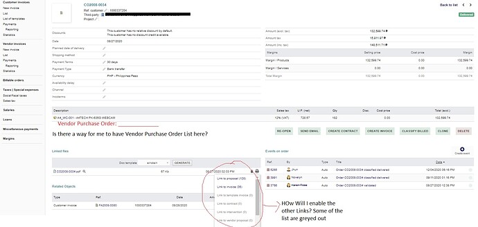 Dolibarr Customer Invoice - Link Purchase order per Order Line